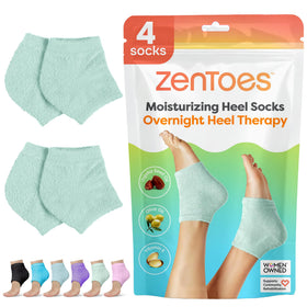 ZenToes front view showing two mint pairs and clear heel benefit