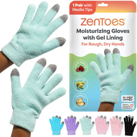ZenToes gloves front view fuzzy mint green showing cozy fit and style