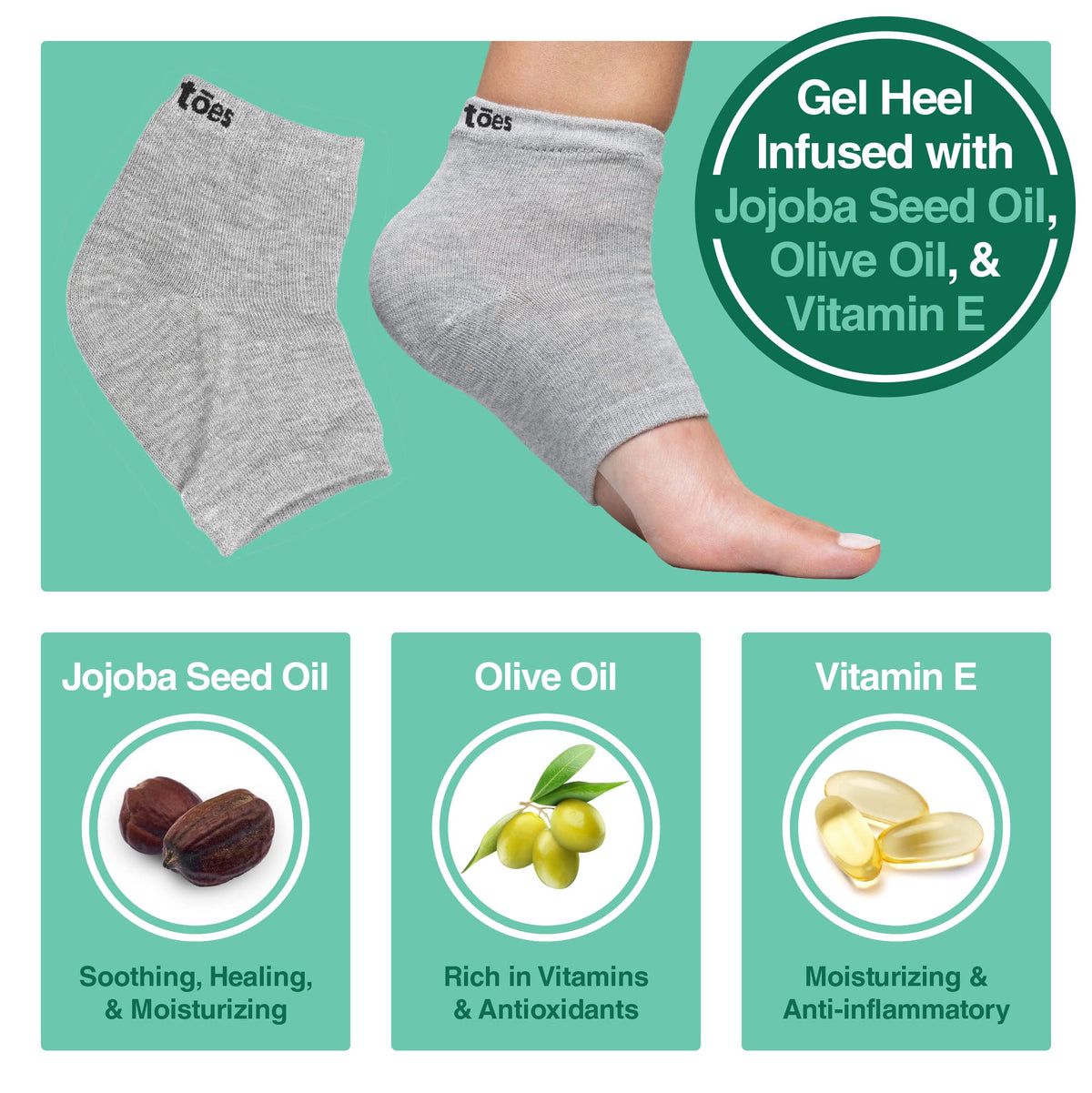 ZenToes heel gel close-up highlighting infused oils for deeper hydration