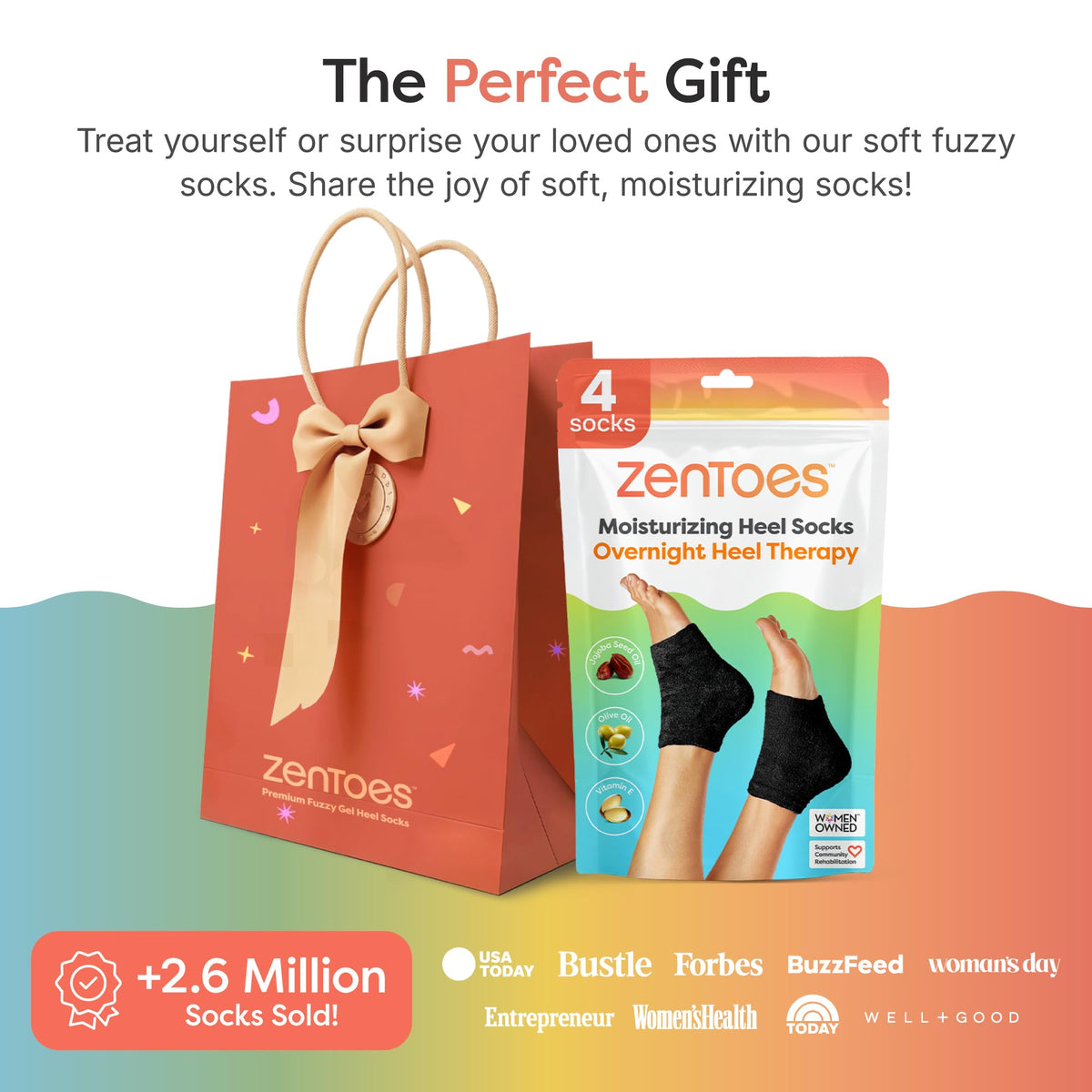 ZenToes in use as nighttime treatment on feet for hands-free hydration