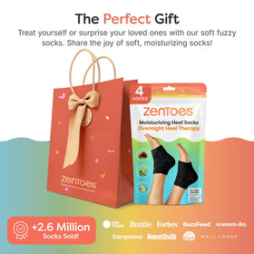 ZenToes in use as nighttime treatment on feet for hands-free hydration