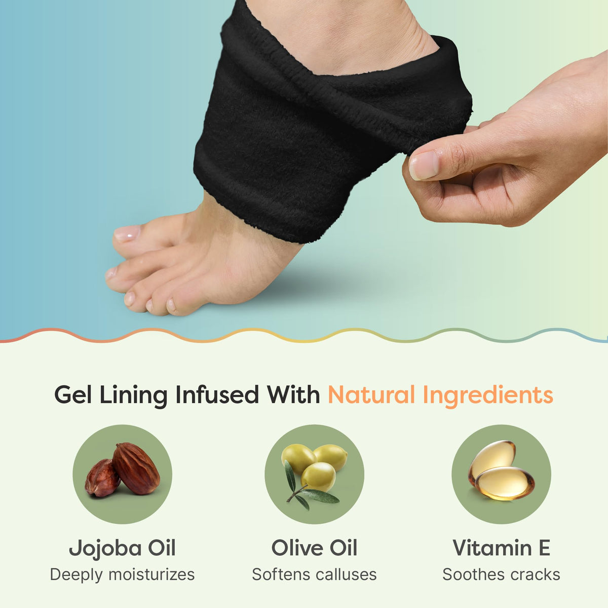 ZenToes moisturizing socks in use on a foot demonstrating overnight wear comfort