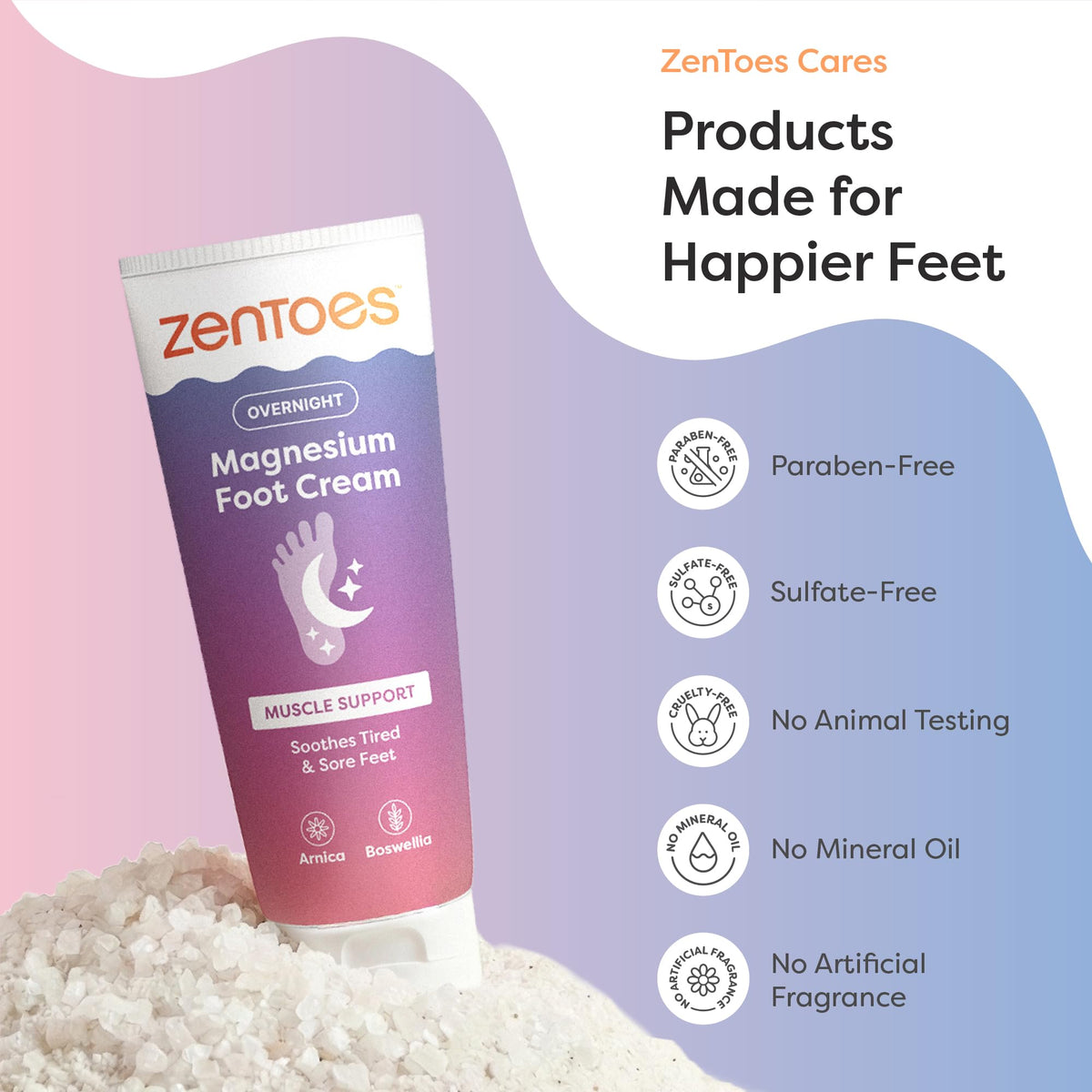 ZenToes label close-up showing ingredient list and usage guidance