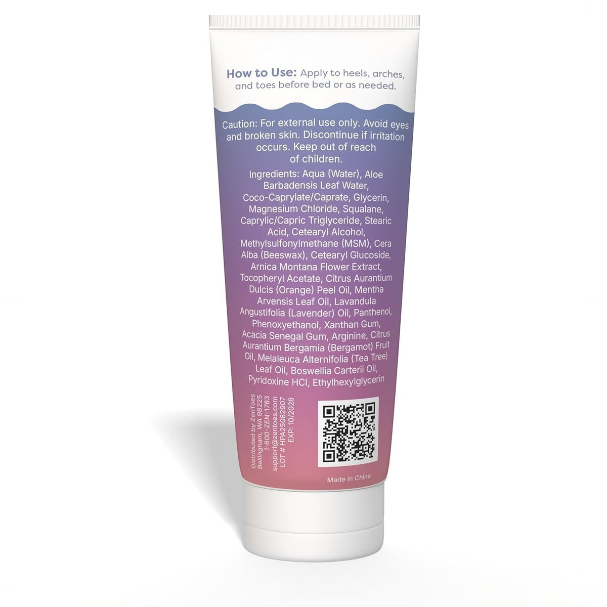 ZenToes tube on nightstand near pillow representing bedtime self-care ritual