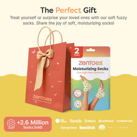 ZenToes socks in spa-style bathroom setting promoting relaxation