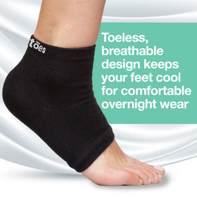 ZenToes wearer relaxing at night demonstrating comfort and heel-softening benefit