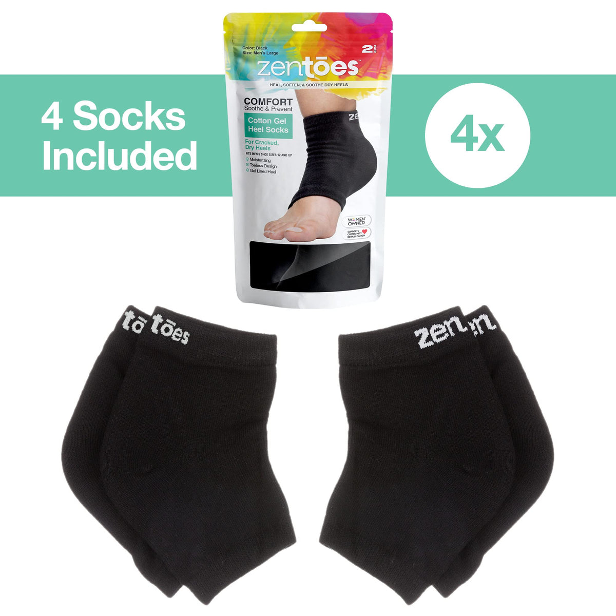 ZenToes sock worn on foot showing roomy wide-width fit for comfort