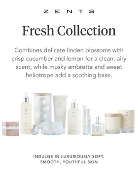 Zents bottle staged in bathroom showing daily routine use and comforting scent benefit
