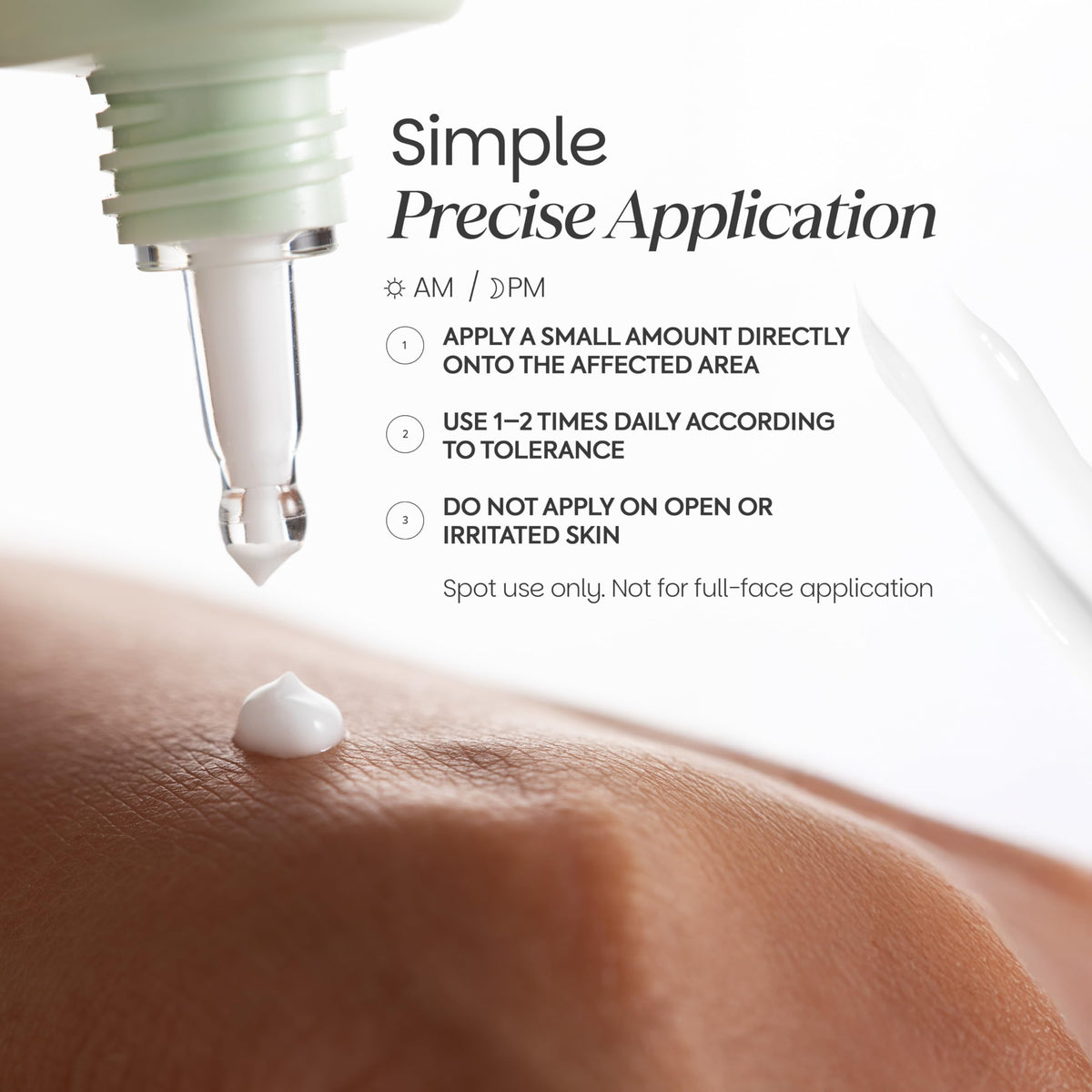 zenttu application on finger demonstrating precise spot dosing benefit
