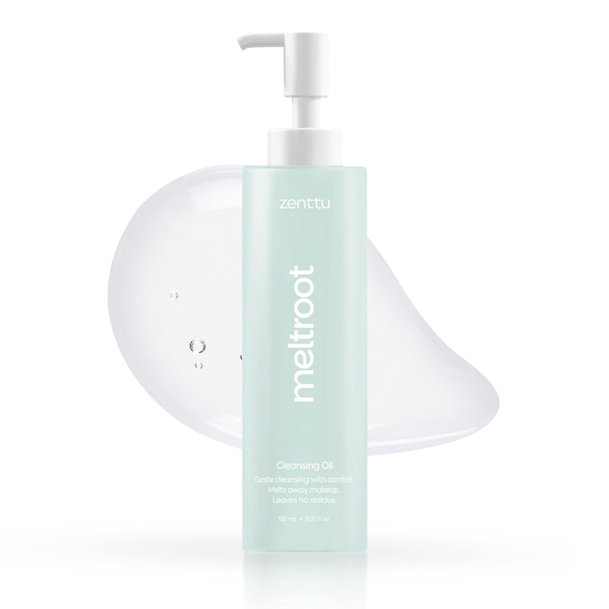 zenttu bottle front view showing label and size, clear packaging benefit
