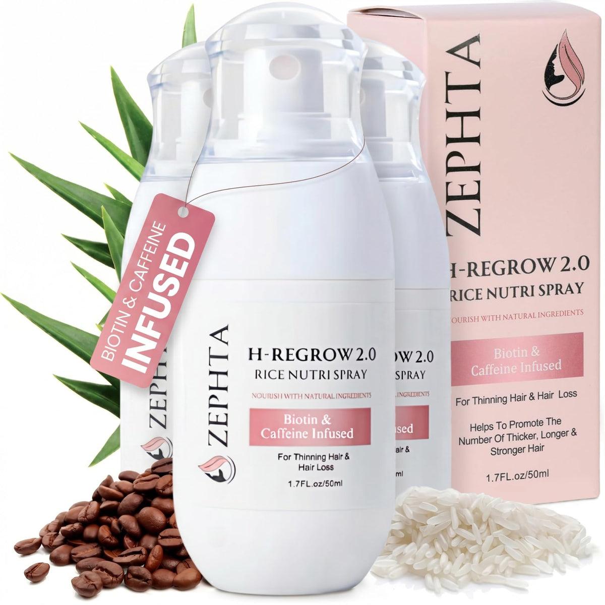 Zephta H-Regrow front packaging showing three bottles and brand clarity