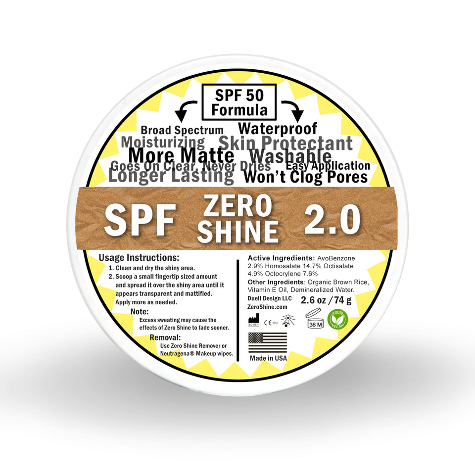 Zero Shine front jar showing compact size and SPF protection benefit