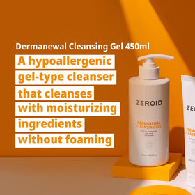 ZEROID gel texture close-up highlighting hydrating, non-foaming consistency
