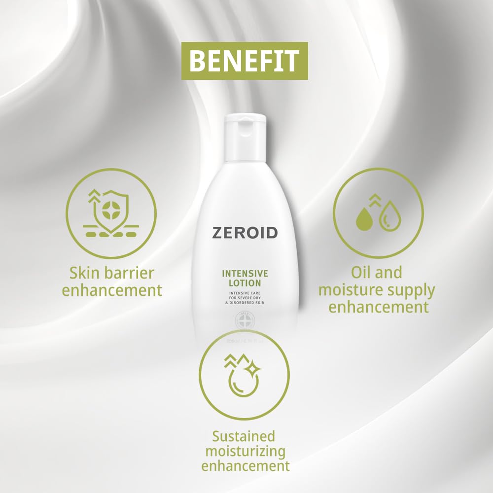 ZEROID lotion texture close-up illustrating non-greasy, rich hydration feel