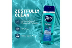 Zest Aqua scent visual with water splash conveying refreshing aroma