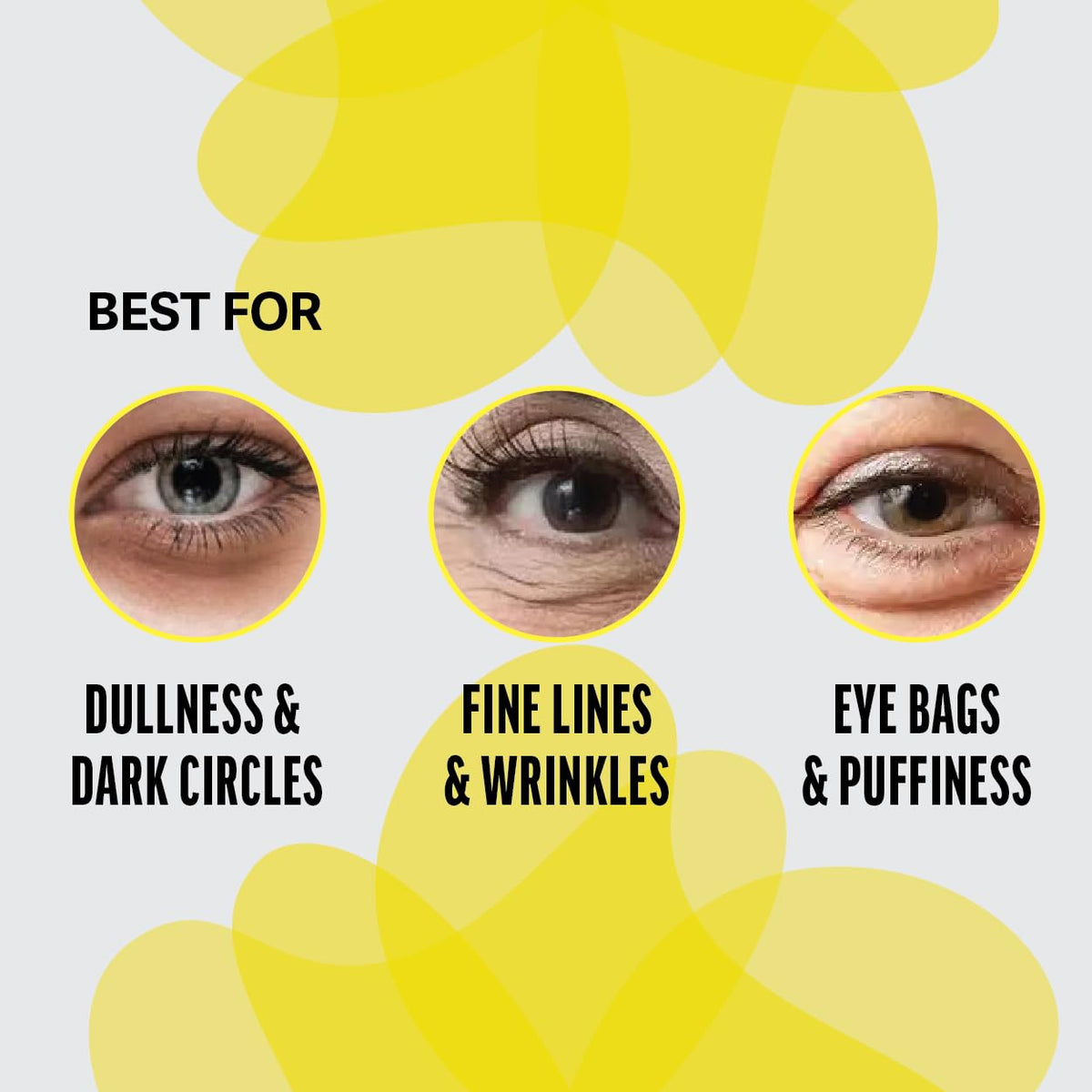 ZEST patch applied under-eye demonstrating snug fit and instant cooling comfort