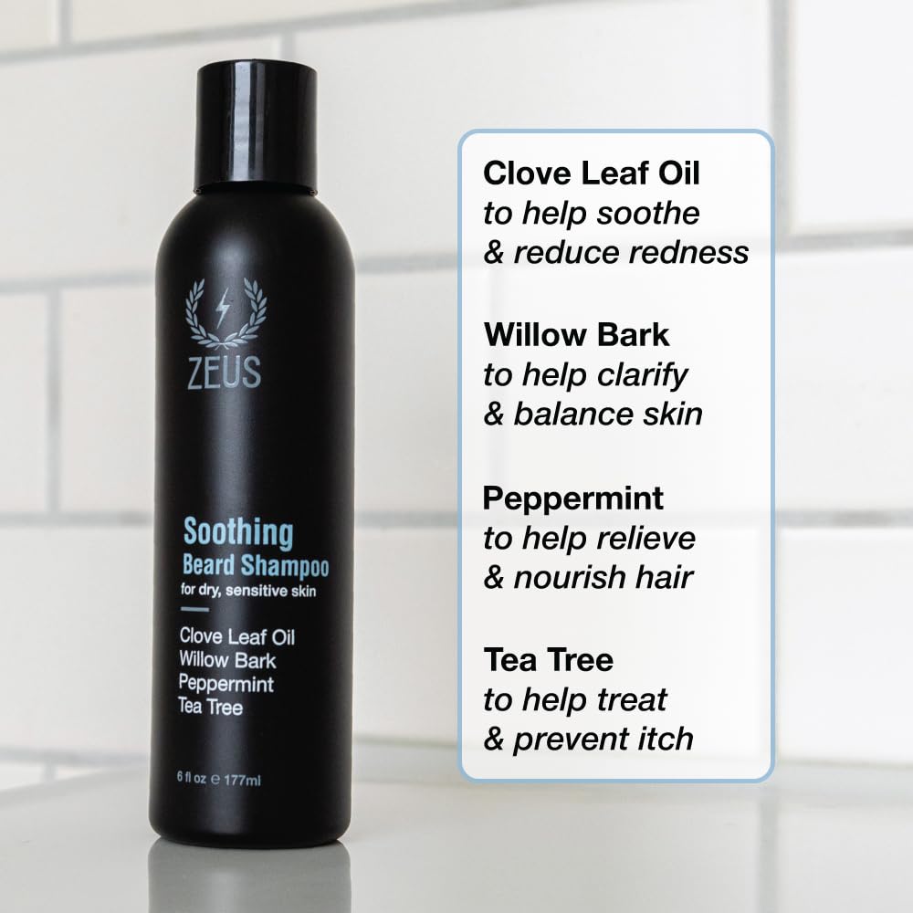 ZEUS shampoo texture close-up showing creamy lather and gentle cleansing benefit