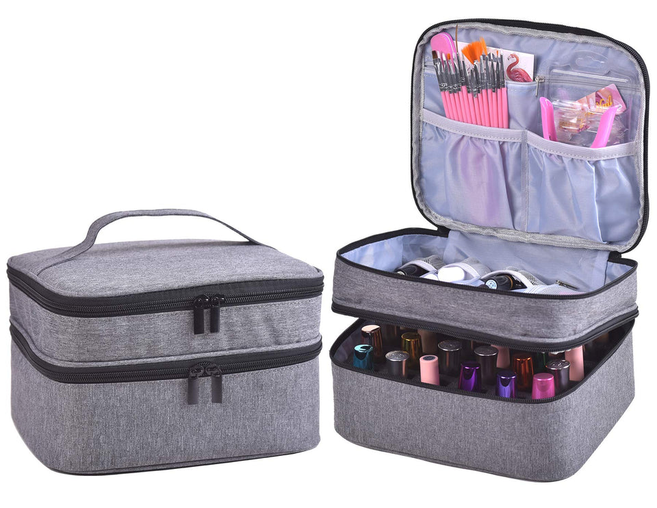 ZFZGFRCS front view of grey organizer showing secure closure and portability