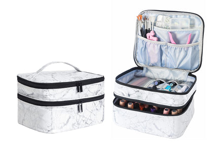 ZFZGFRCS front view of white nail polish case showing compact design and secure closure