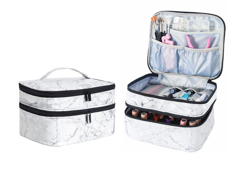 ZFZGFRCS front view of white nail polish case showing compact design and secure closure