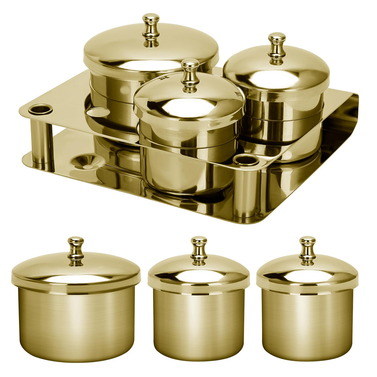 ZIBARBER gold cups front view showing professional organizer and neat storage