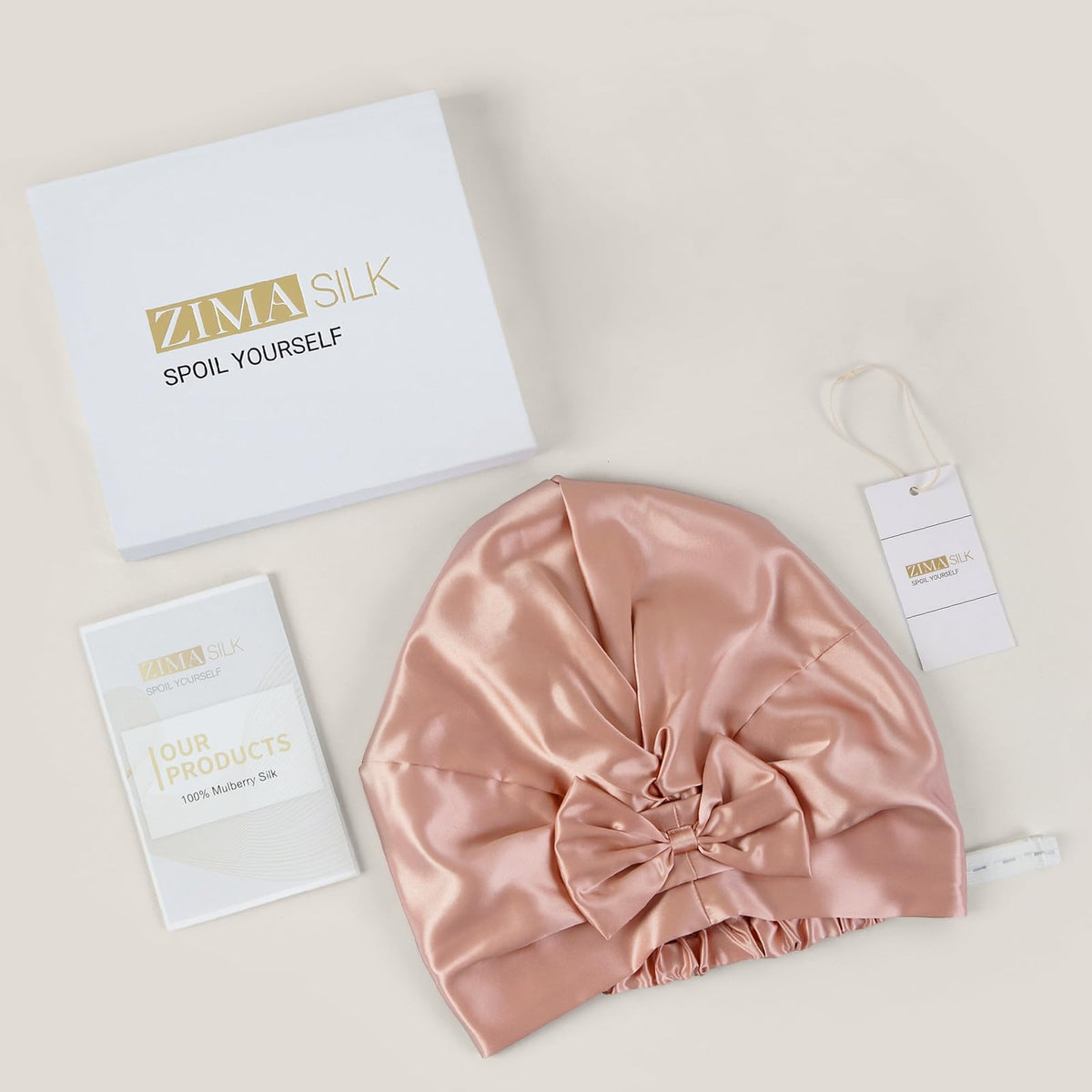 ZIMASILK care label and hand-stitched seam showing durability and easy maintenance