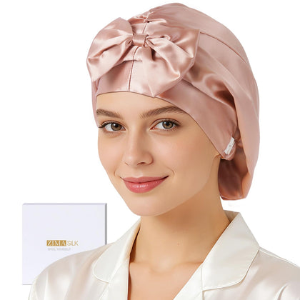 ZIMASILK bonnet front packaging showing blush pink and neat finish benefits comfort