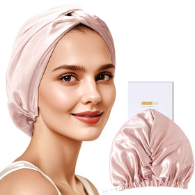 ZIMASILK bonnet front view showing smooth silk and comfy fit benefit