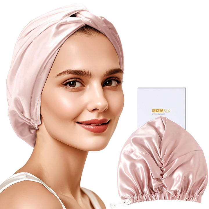 ZIMASILK bonnet front view showing smooth silk and comfy fit benefit