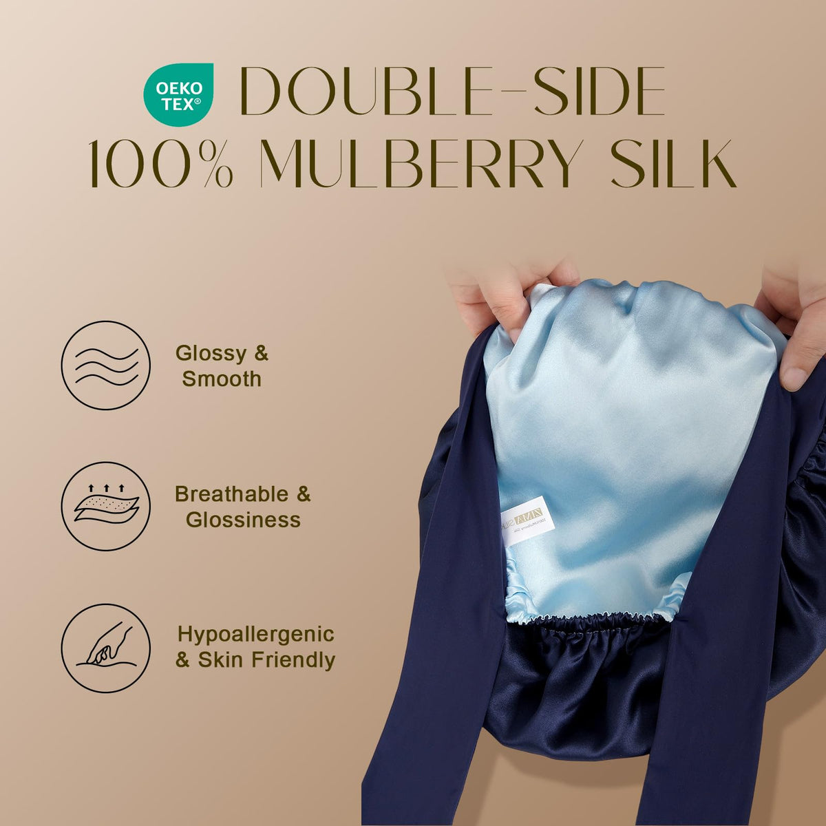 ZIMASILK inner silk close-up showing smooth 6A Mulberry silk for reduced friction