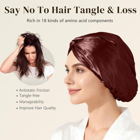 ZIMASILK inside lining shot showing double-sided silk construction and gentle hair care benefit