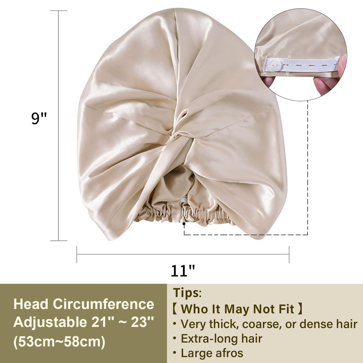 ZIMASILK bonnet scale comparison with hand to show true size