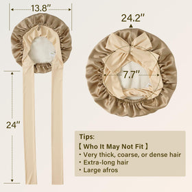ZIMASILK bonnet worn by model with long hair demonstrating anti-tangle benefit