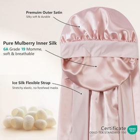 ZIMASILK close-up of 100% mulberry silk inner fabric highlighting smooth texture benefit