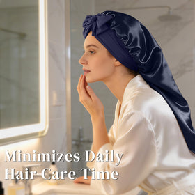 ZIMASILK bonnet on pillow in bedroom setting illustrating night use