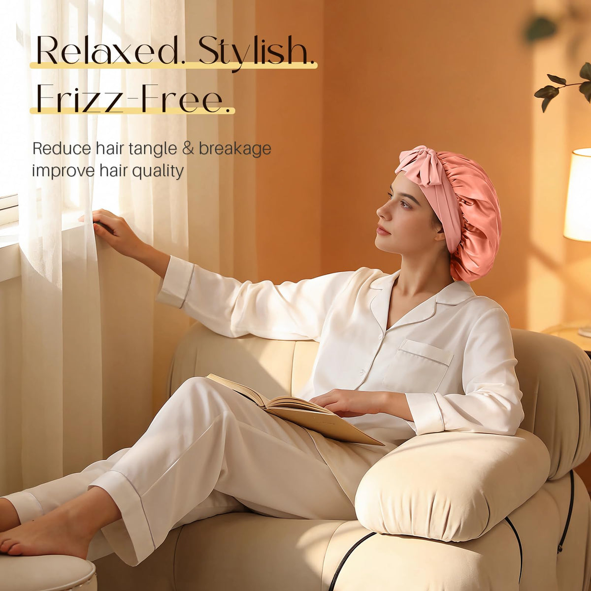 ZIMASILK long tie bands detail demonstrating adjustable, pressure-free secure fit