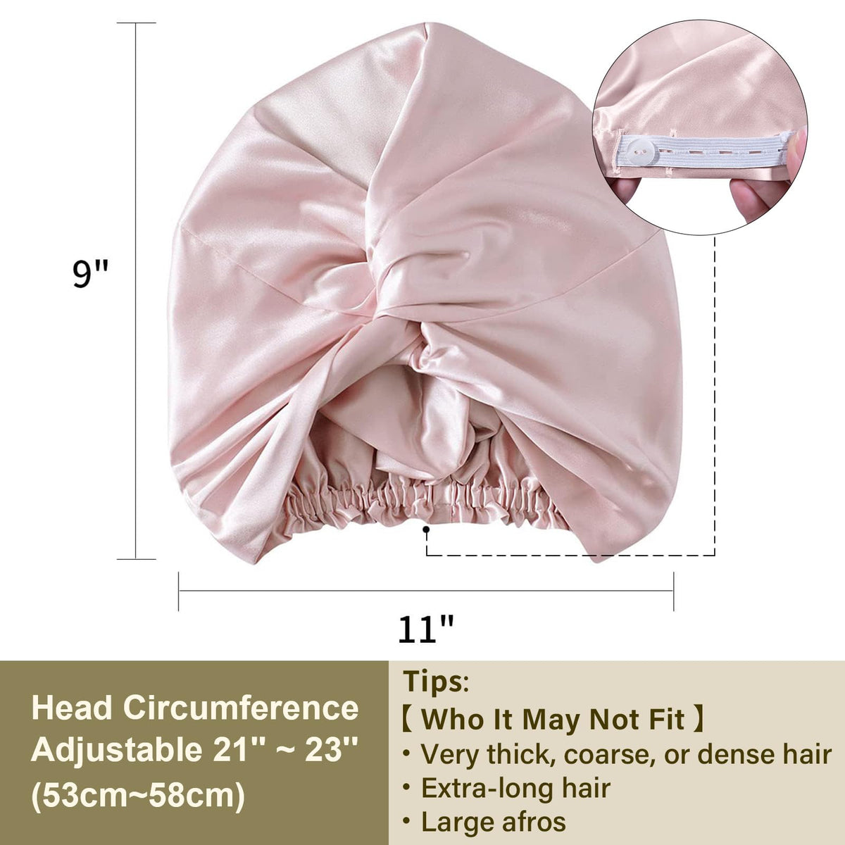 ZIMASILK bonnet on model back view revealing full coverage for sleeping and lounging