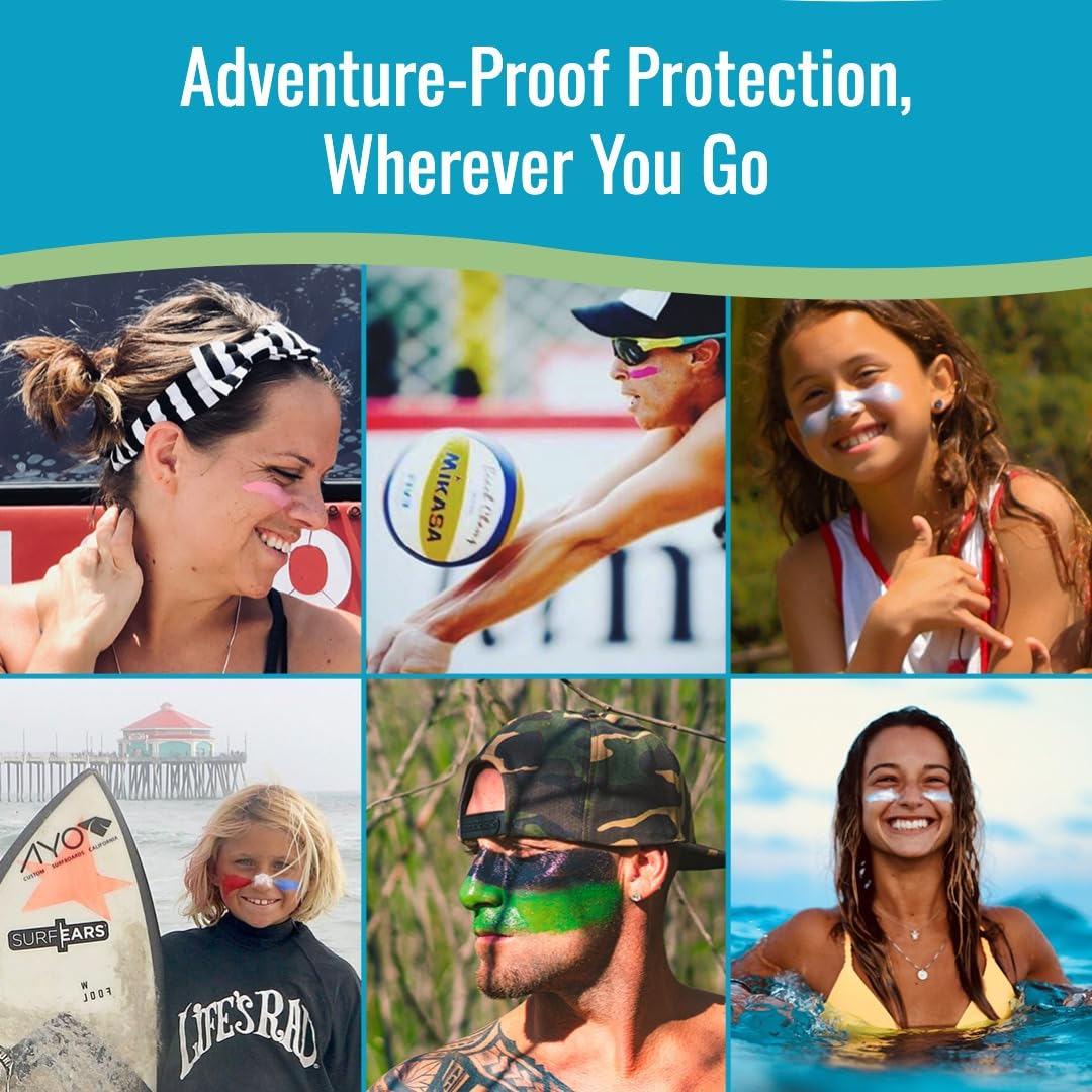 Zinka in-use at beach showing sweat-resistant protection while active