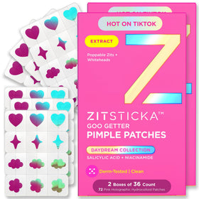 ZitSticka front packaging showing DreamHolo 72-count value pack and holographic design