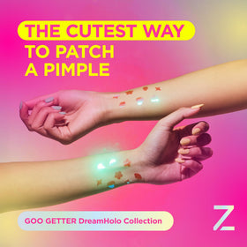 ZitSticka close-up of holographic patch texture highlighting adhesive clarity and shine