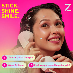ZitSticka patch next to coin showing scale and discreet size for facial spots