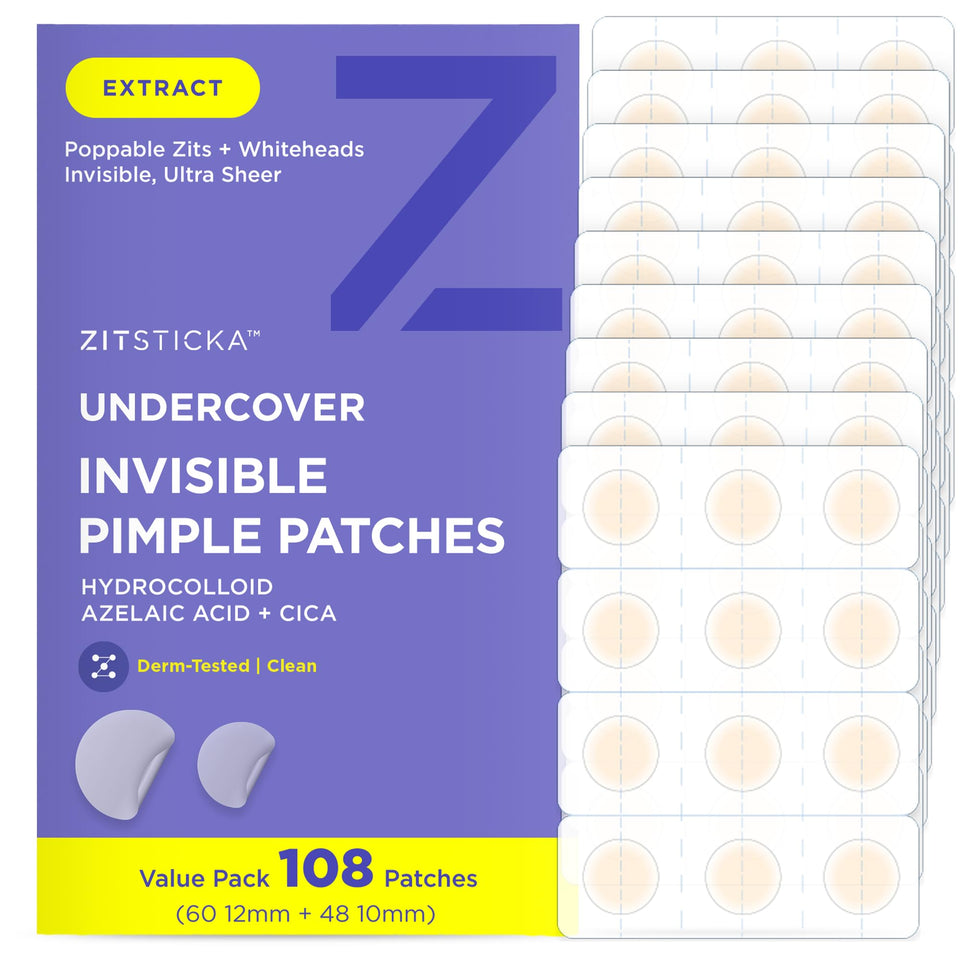 ZitSticka front packaging showing discreet blemish patches benefit concealment