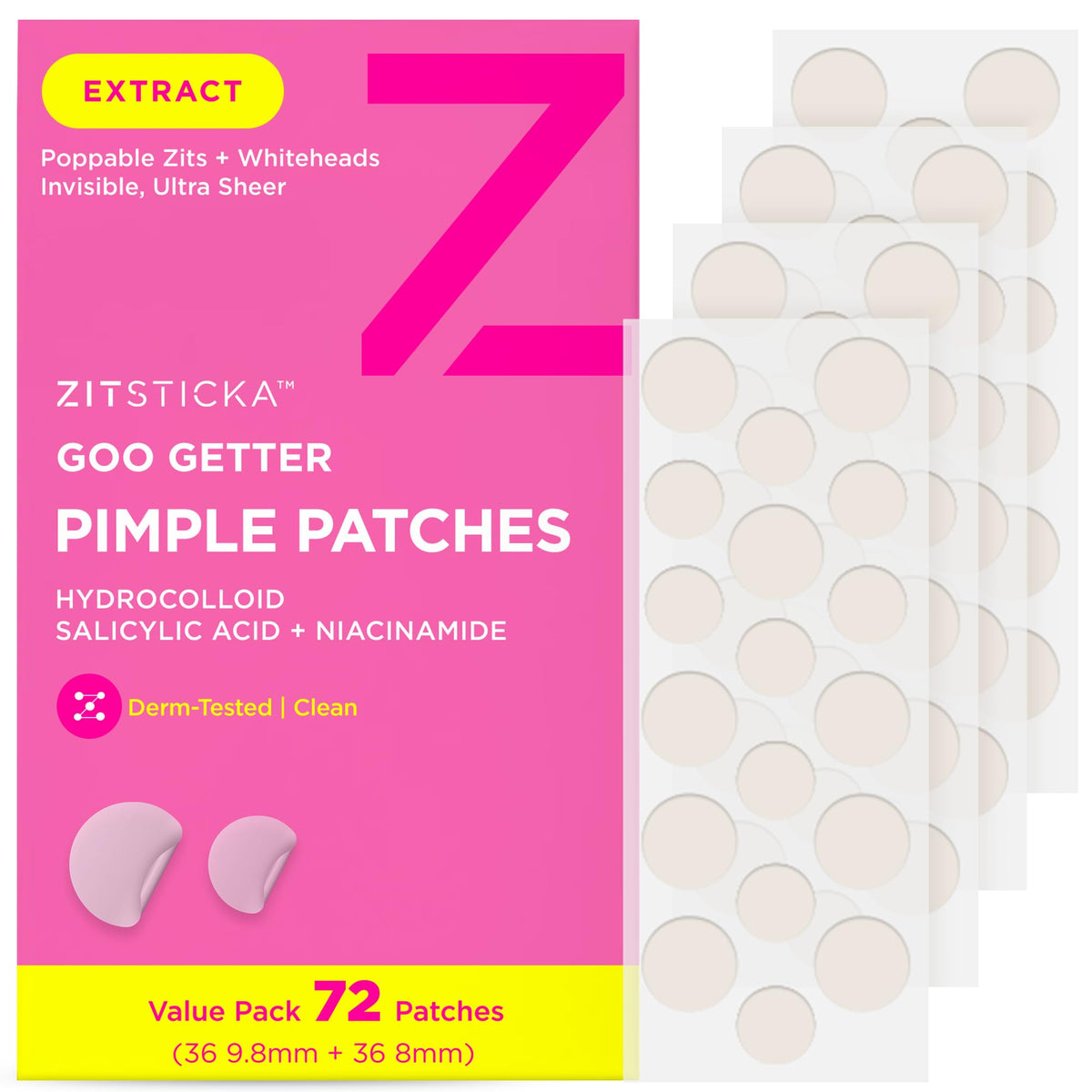 ZitSticka front pack showing 72-count and product name for fast identification