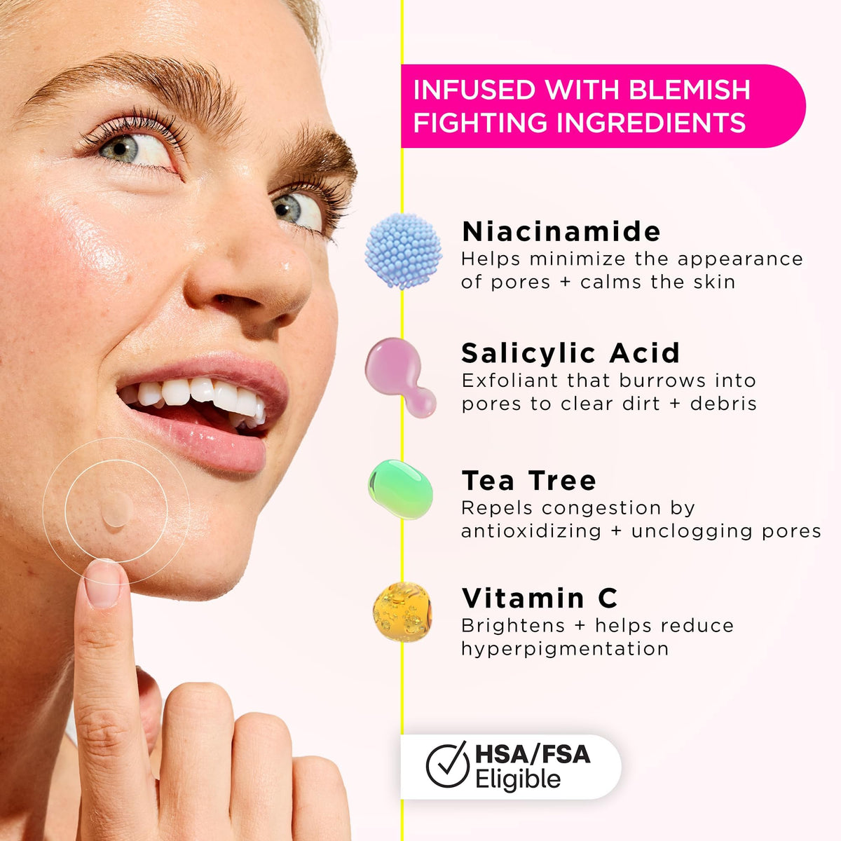 ZitSticka patch applied to cheek protecting and flattening a whitehead