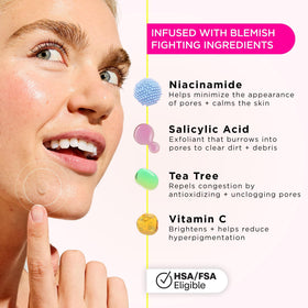 ZitSticka patch applied to cheek protecting and flattening a whitehead