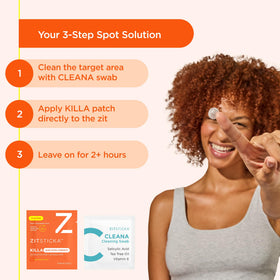ZitSticka patch applied on cheek demonstrating discreet daytime wear