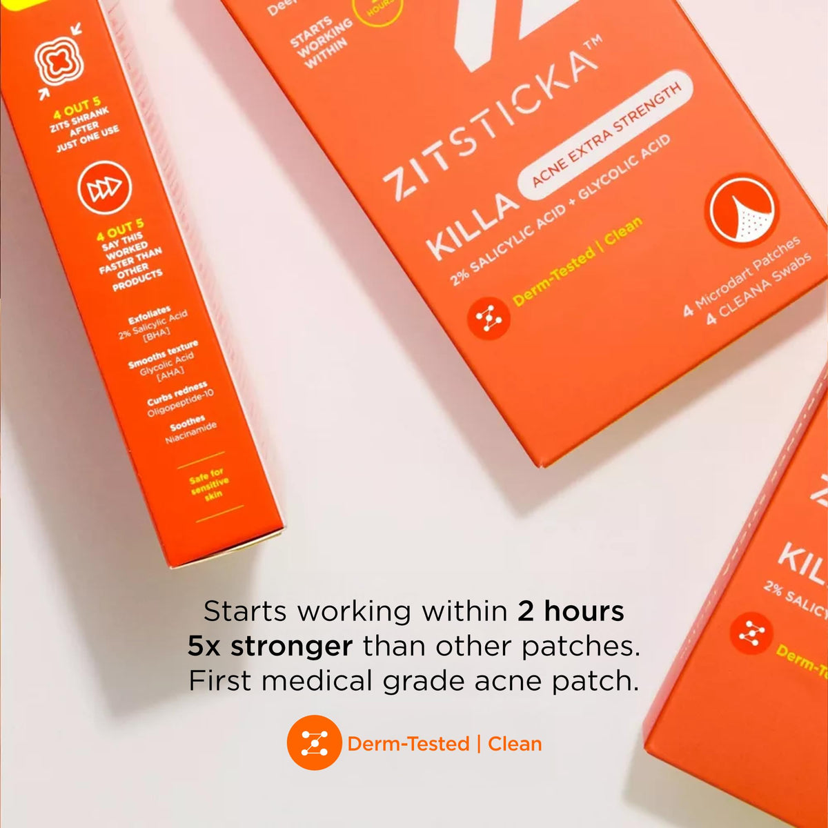ZitSticka prep swab next to patch showing clean-application benefit