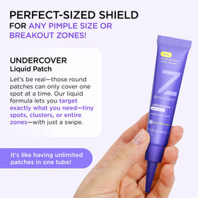 ZitSticka patch being applied to a blemish showing easy spot coverage steps