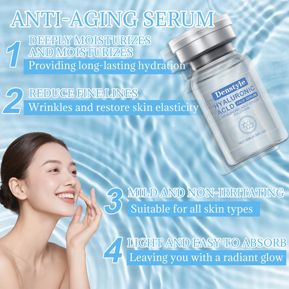 ZJRUI serum pump dispensing clear hyaluronic texture for quick absorption
