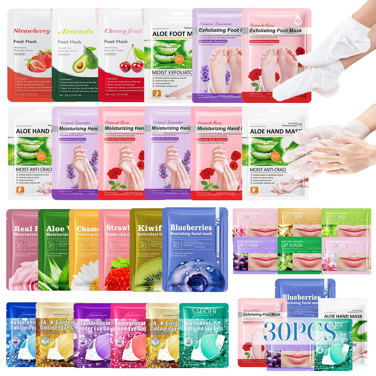 ZKONLY front packaging showing full 30-piece spa kit and contents for easy gifting
